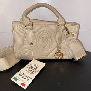 Valentino Orlandi Ivory White Quilted Monogram Handbag Crossbody